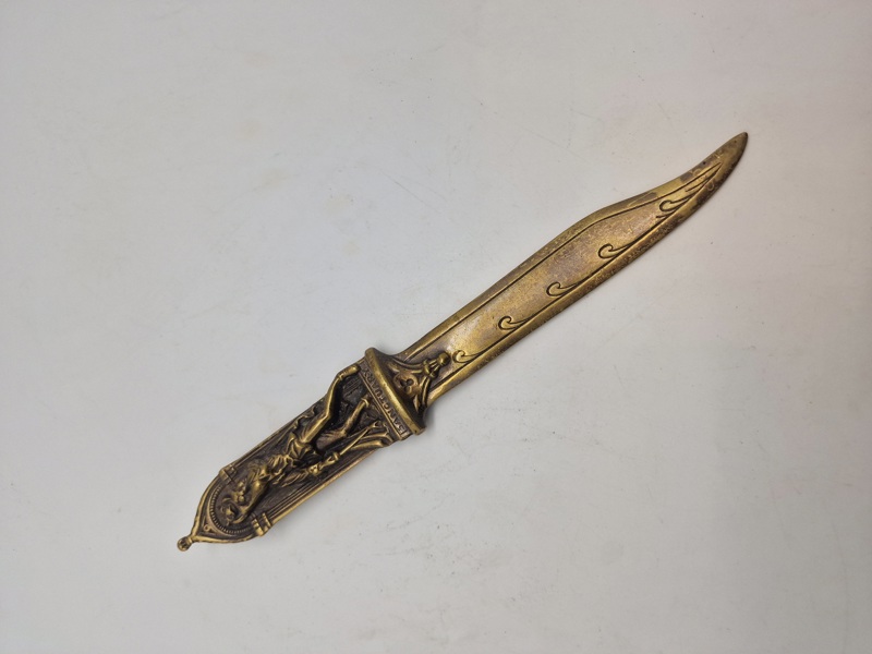 Original VICTORIAN 'SANCTUARY' COMMEMORATIVE BRASS PAPER KNIFE 