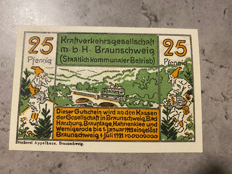 Original tysk Notgeld pengeseddel 