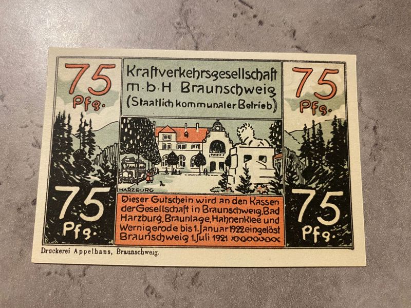 Original tysk Notgeld pengeseddel 