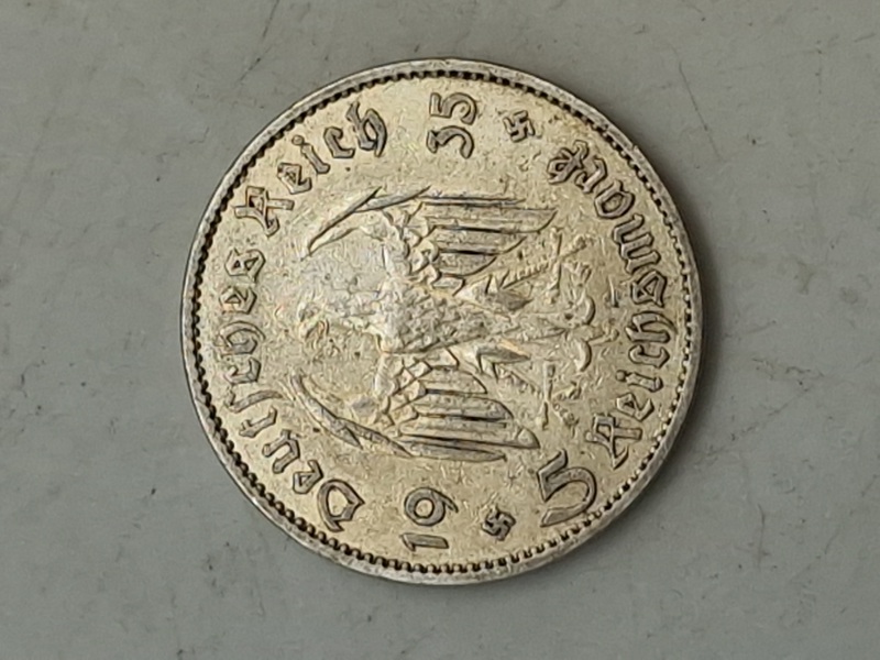 Original 5 Reichmark af sølv fra 1935