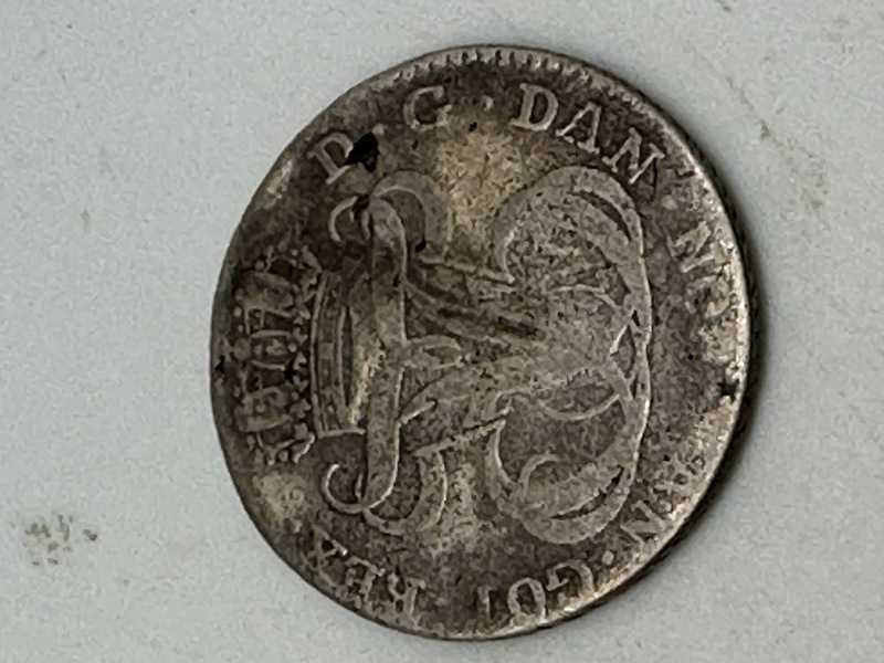 Original sølvmønt dansk Vestindien DVI Frederik 5. 24 skilling 1763