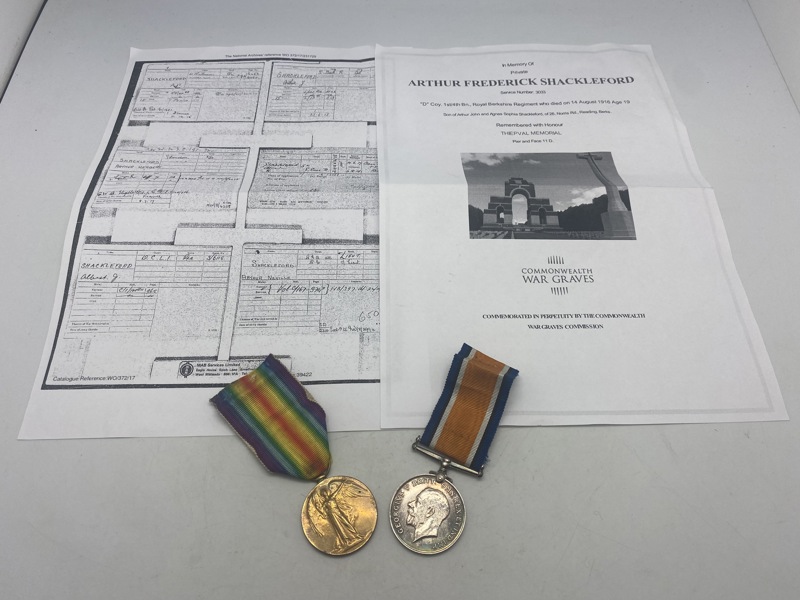 Originalt medalje lot fra falden ww1 soldat - medaljer er navngivne, og der medfølger research på manden 