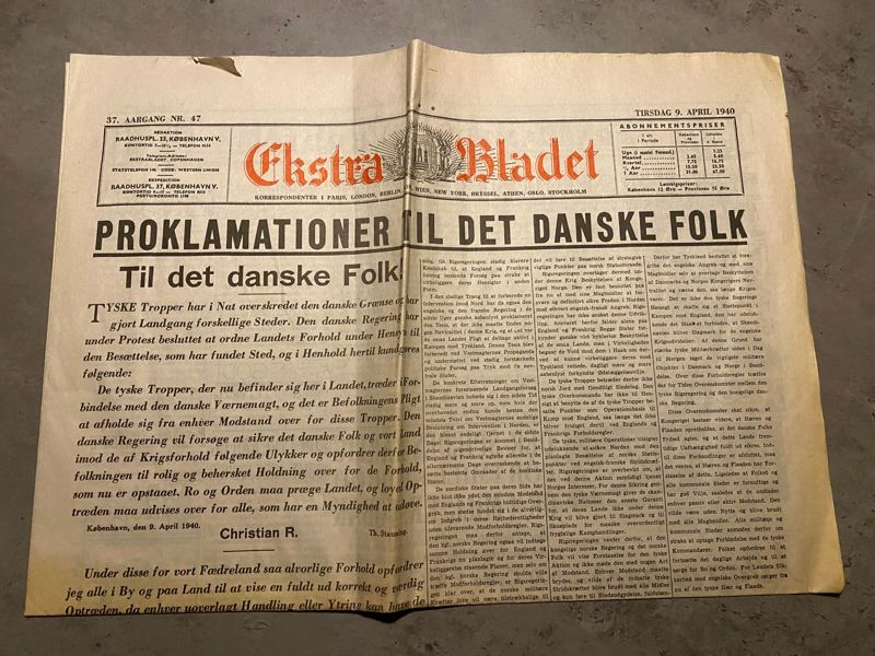 Original dansk besættelses avis - 9.april 1940 