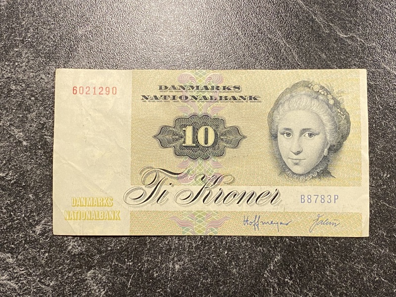 Original dansk 10 krone seddel 