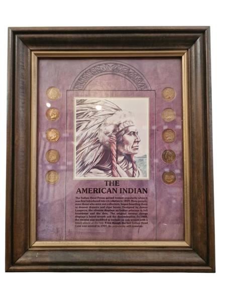 Tavle med historie og samling Indian Head penny’s