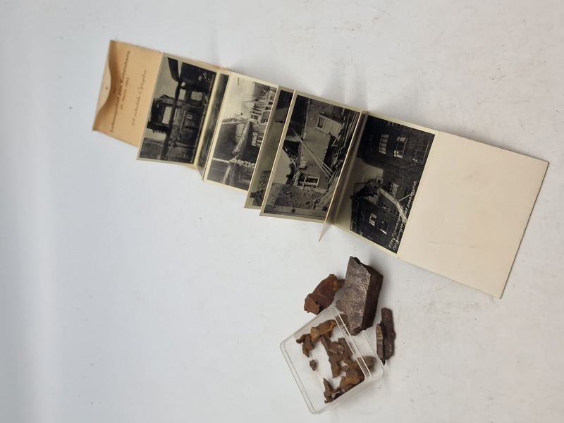 Original billedserie - Bomber over København samt originale granat stumper fra bombardementerne