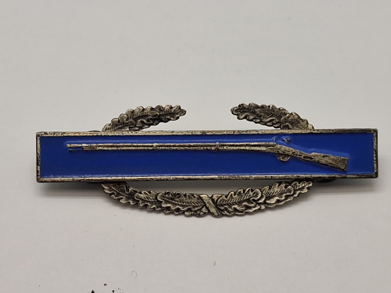 Original WWII U.S. Army Combat Infantry Badge CIB Sterling Silver sjælden 2 delt udgave