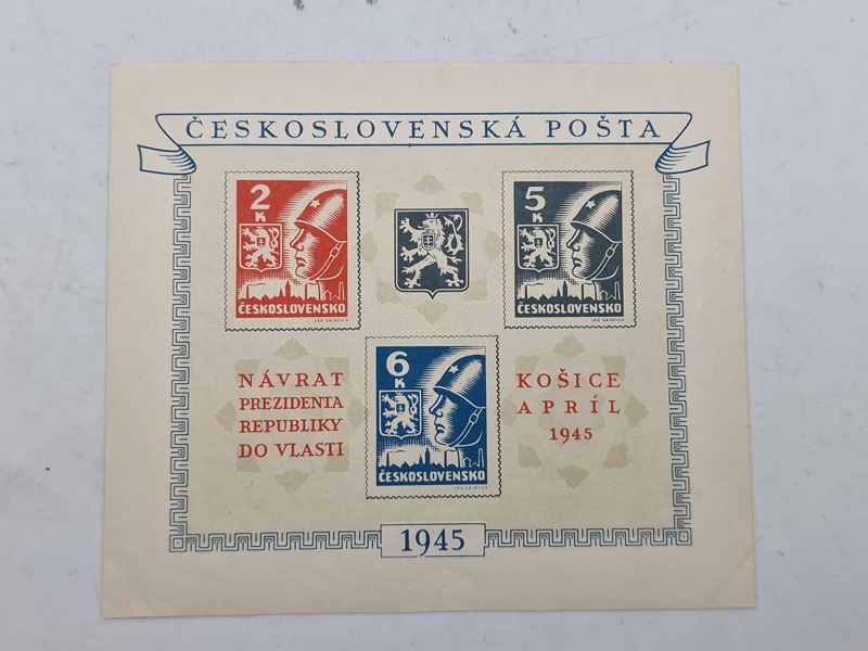 Frimærke ark - Tjekkoslovakiet 1945