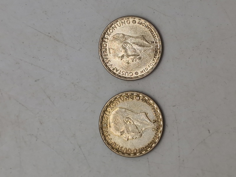 Sølvmønt svensk 1kr. 1948 - 1949 - 7gram
