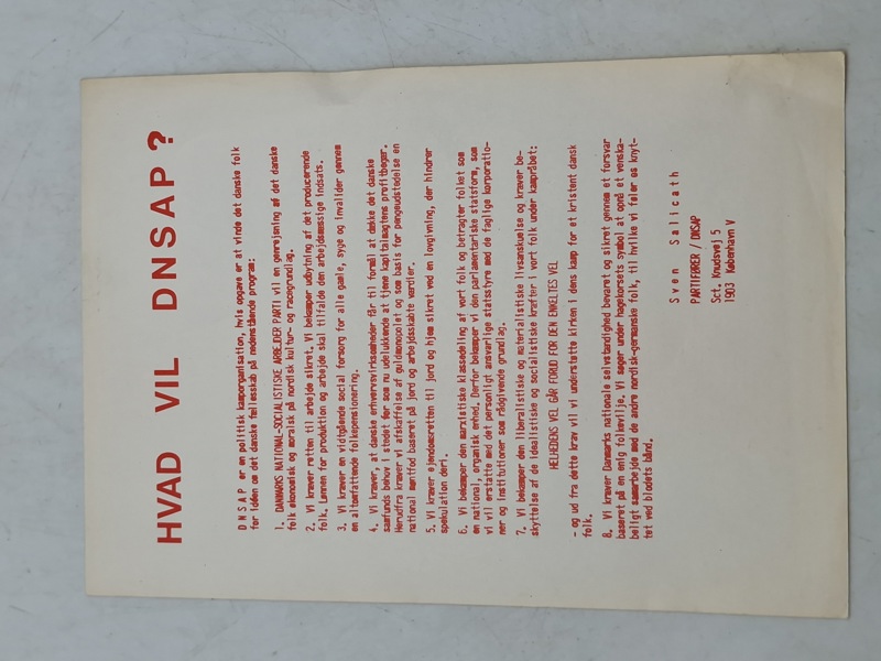 Original DNSAP flyer -Tidlig efterkrigs Nazistparti