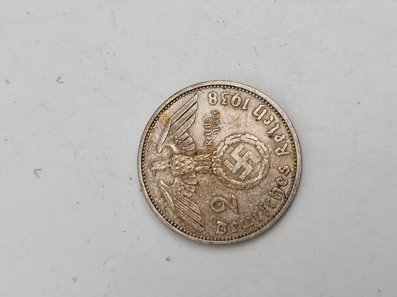 Original tysk 2 Reichmark sølvmønt