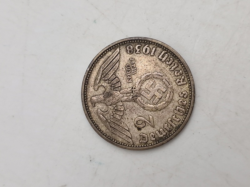 Original tysk 2 Reichmark sølvmønt