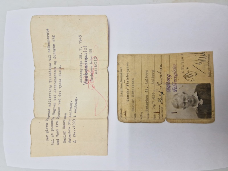 Originalt id kort og passertilladelse - ww2