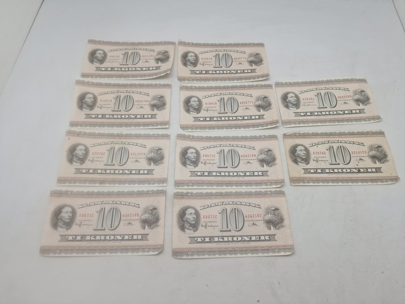 Originale danske 10 krone sedler