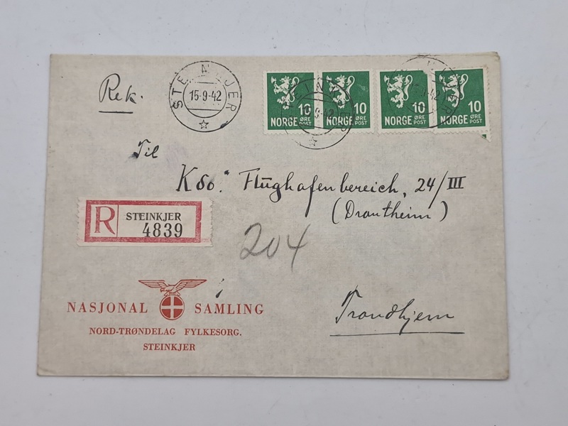 Sjældent originalt brev fra det norske NS (Nasional Samling)