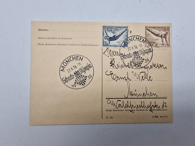 Originalt tysk postkort - Olympiaden 1936