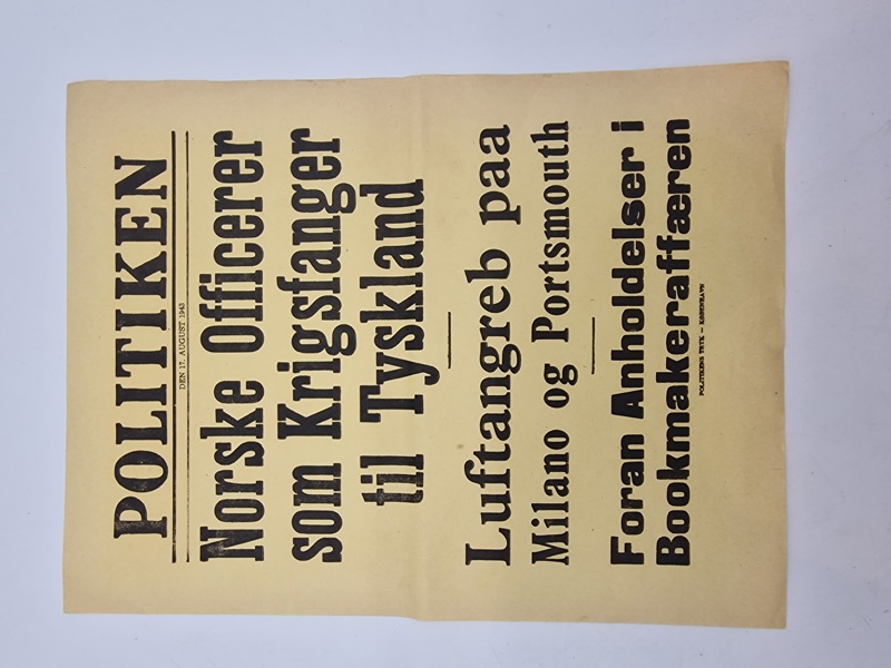 Original spiseseddel fra ww2 - Politikken