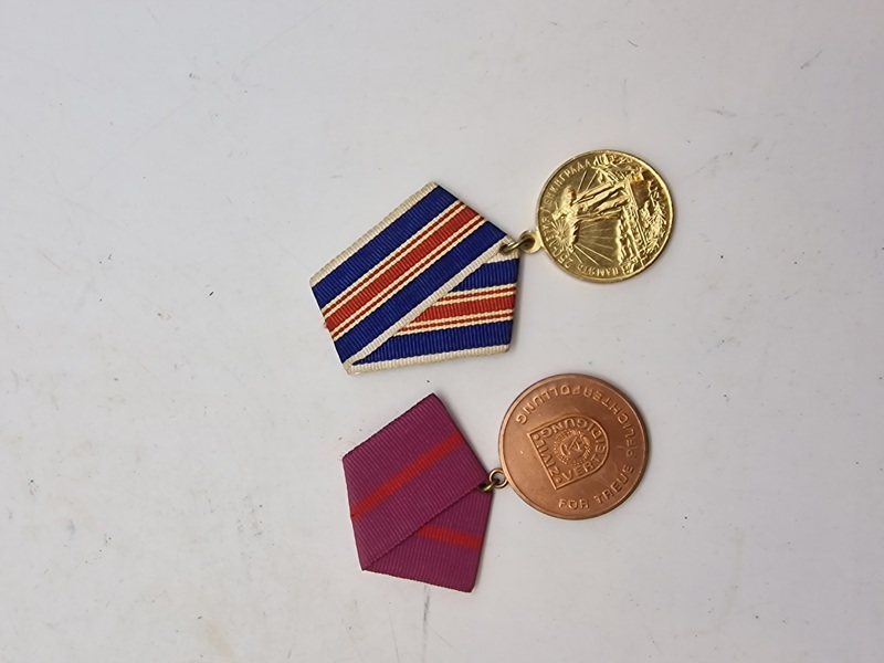 Original Verdienstmedaille der Zivilverteidigung der DDR og Medaljen til minde om Leningrads 250-årsjubilæum