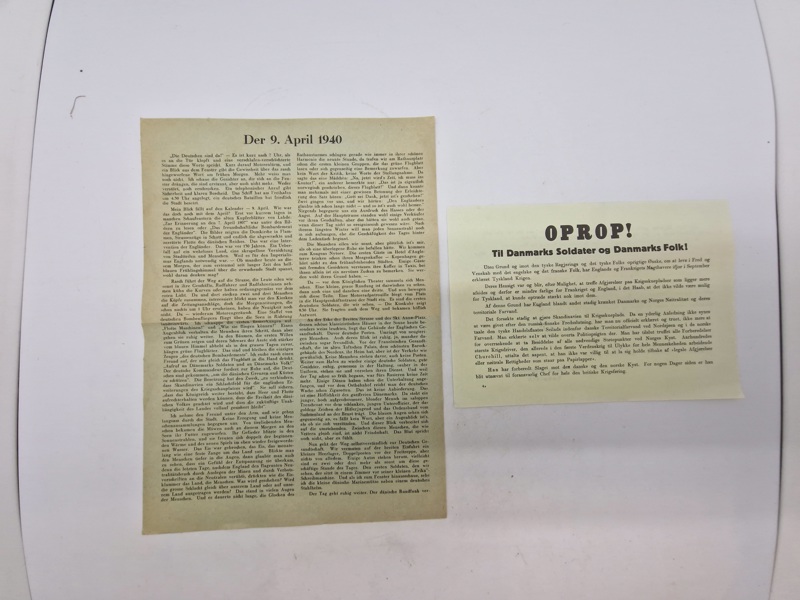 Oprob og skrivelse omhandlende 9 april 1940
