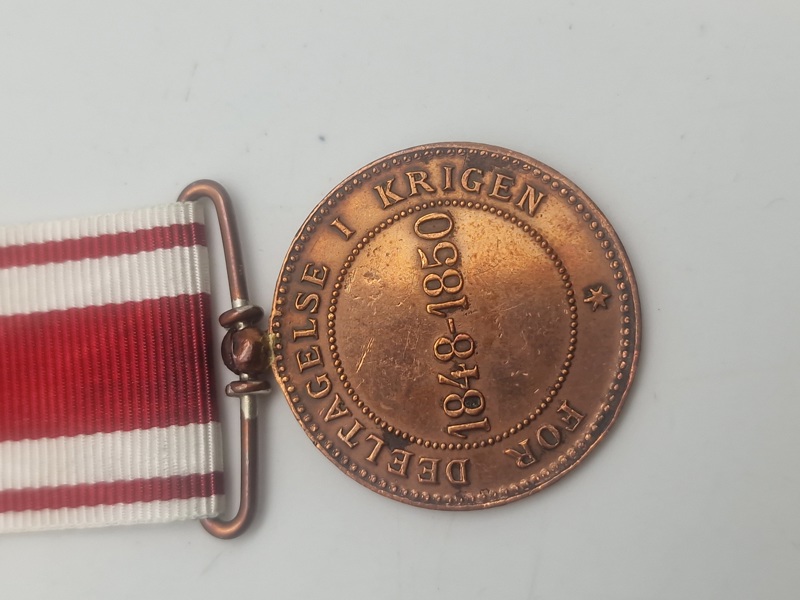 Original dansk krigsdeltager medalje, 1848-50