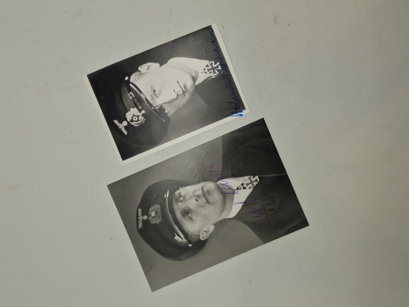 Signerede Kriegsmarine fotos. Fotos efterkrigs, signaturer er originale 