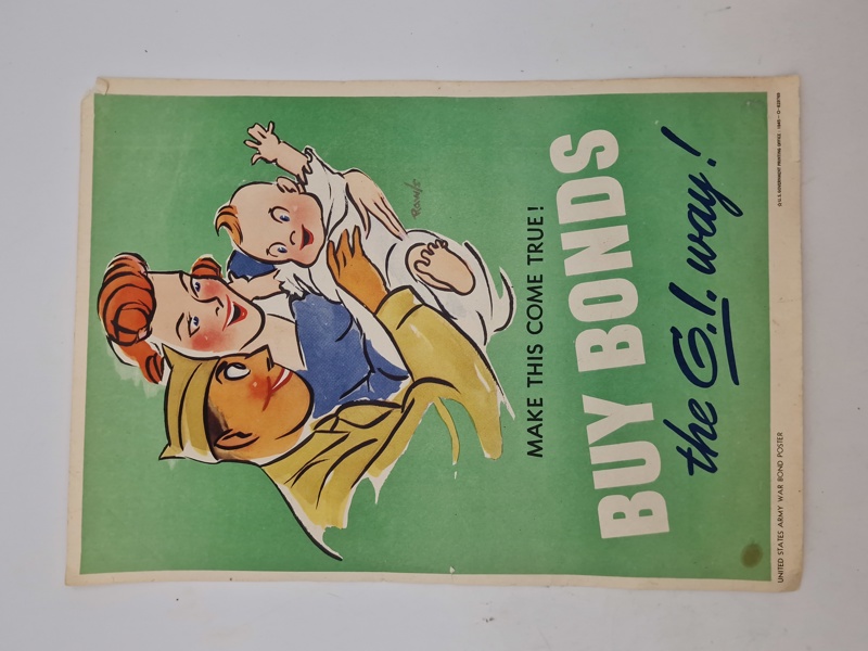 Sjælden plakat ( A4) med reklame for køb af War Bonds - ww2