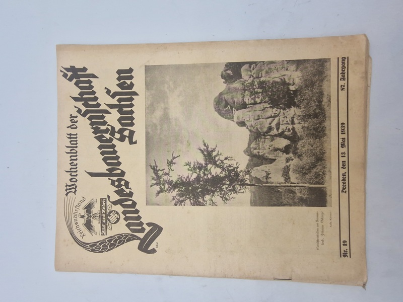 Originalt WW2 “Wochenblatt der Landesbauernschaft Sachsen" (Ugeblad for Sachsens Landbrugssammenslutning)