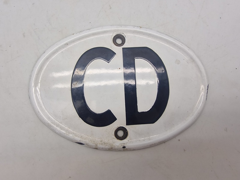 Original Enamel Car Grill Plate CD Corps Diplomatique