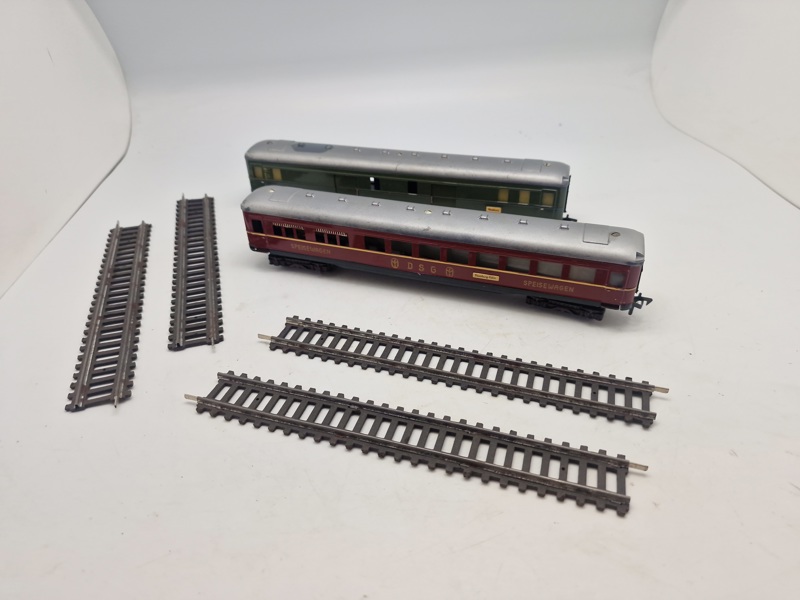 Samling model tog med skinner (Made in US zone, Germany)