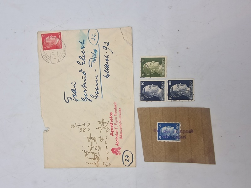 Originalt brev, samt tyske ww2 frimærker