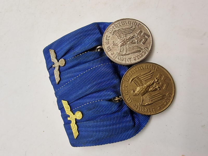 Original 2-fach Ordensspange / Spange Dienstauszeichnung der Wehrmacht