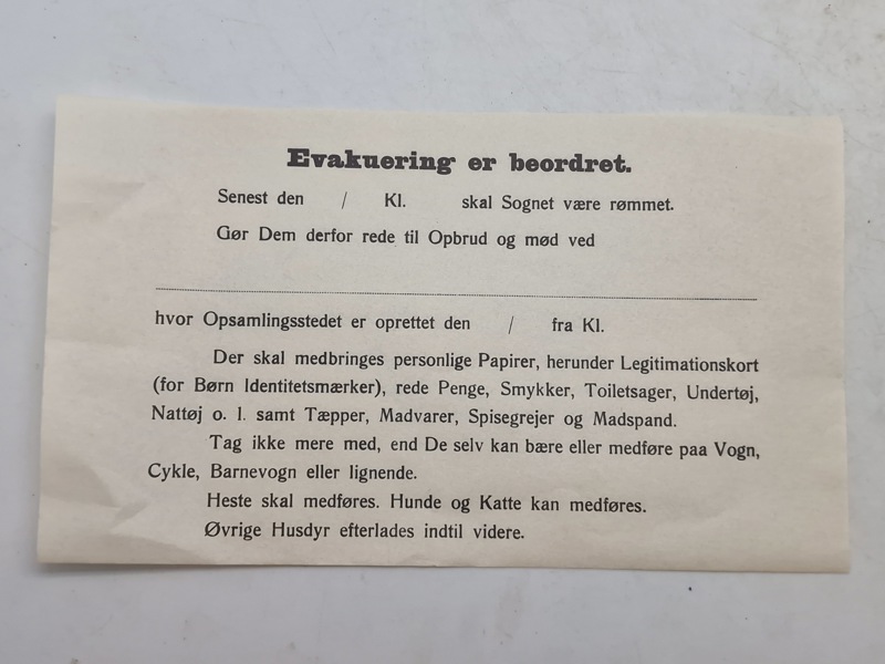 Original evakueringsseddel - ww2