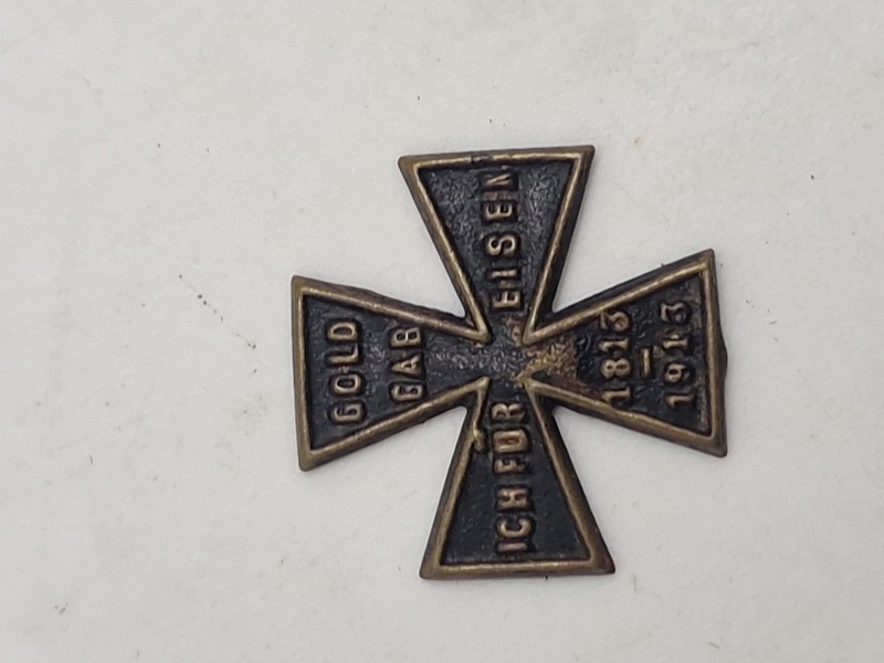 Originalt “Gold Für Eisen” badge - lavet som Jernkors - ww1