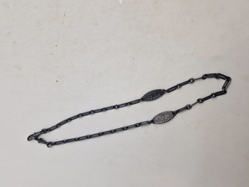 Original tysk Gold for defense. Iron to honor. 1916” and “In Eiserner Zeit 1916” urkæde - ww1 man fik den for at aflevere sit guld til krigsindsatsen 