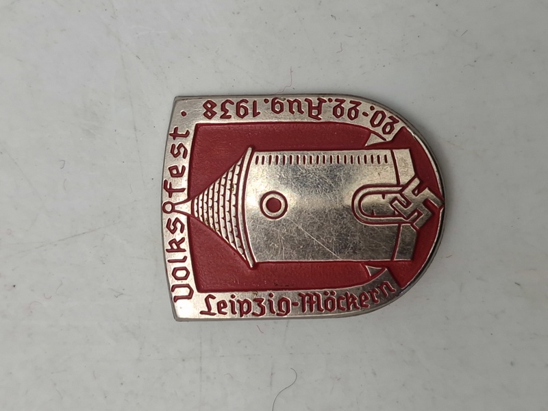 Originalt badge Volksfest Leipzig-Möckern" afholdt fra den 20. til 22. august 1938.
