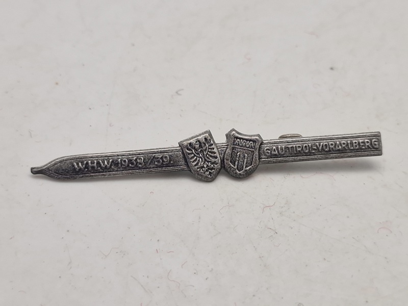 Original nål "Winterhilfswerk des Deutschen Volkes" (WHW) fra 1938/39, specifikt fra Gau Tirol-Vorarlberg. 
