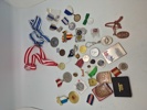 Lot diverse pins og medaljer 