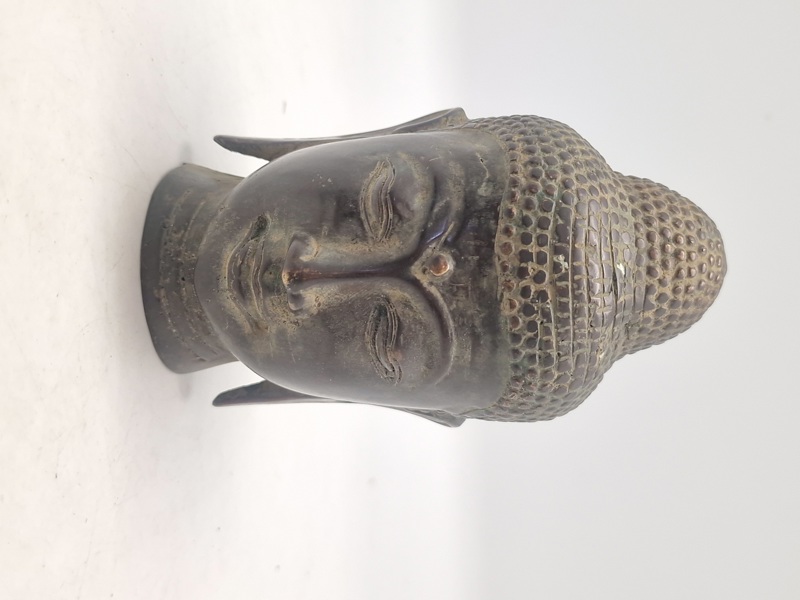 Antikt Buddha hoved bronce 