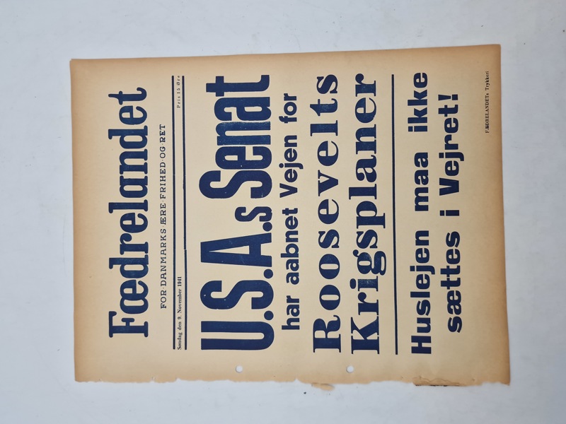 Original “spiseseddel” fra den danske nazistiske avis “Fædrelandet” 