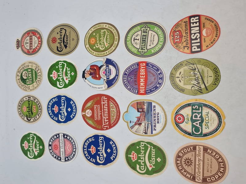 Samling originale øl etiketter