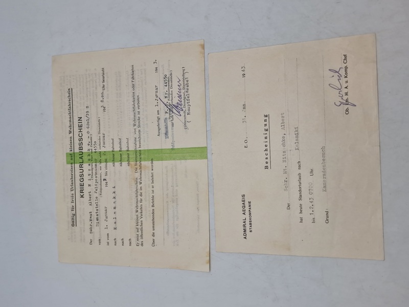 Originale tyske ww2 papirer til samme mand 