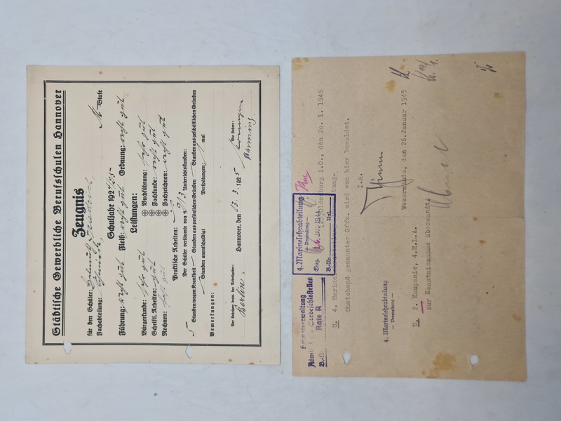 Originale tyske ww2 dokumenter, bl.a. Kriegsmarine 