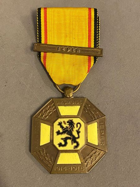 Originalt Belgium WW1 Flamish cross , Leper ( Ypres ) Clasp, sjælden 