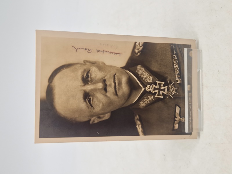 Originalt foto af Erwin Rommel signeret af hans søn Manfred Rommel 1928-2013 