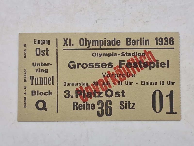 Original Olympiaden 1936 billet 