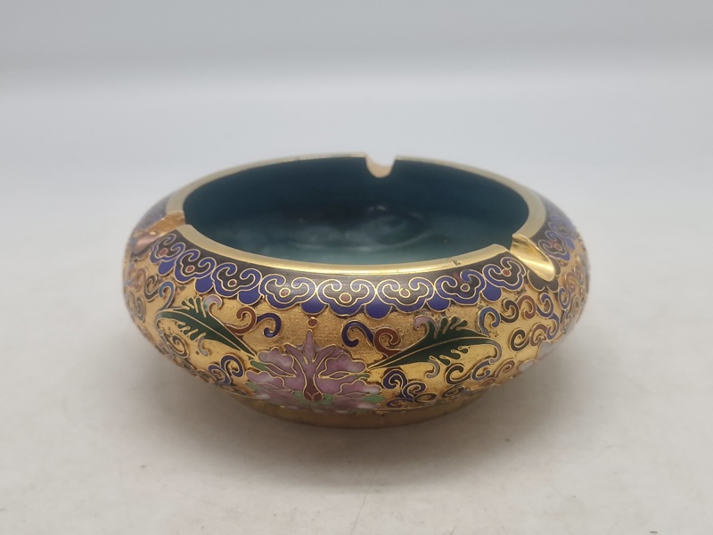 Originalt kinesisk cloisonné emalje askebæger