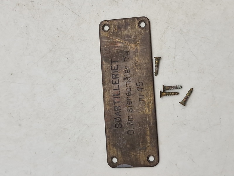 Originalt messing skilt - SØARTILLERIET 0,7m stereomåler /44
nr 45