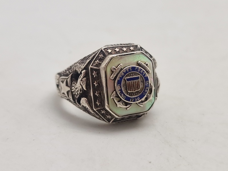 Original Officers ring Sterling sølv United States Coast Guard (USCG) 