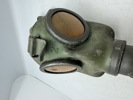 Original Komplet Tysk gasmaske, masken med grøn maling 