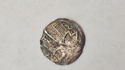 Original byzantinsk mønt, sandsynligvis en bronze Follis, som er blandt de første mønter til at afbilde Jesus Kristus - sølv 
